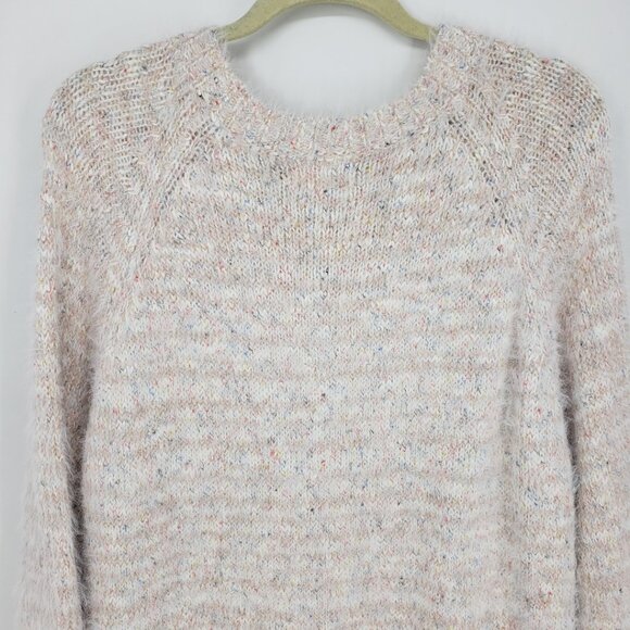 Lou & Grey Fuzzy Eyelash Knit Tunic Sweater XL Relaxed Fit Oversized Long Cream - Picture 9 of 11